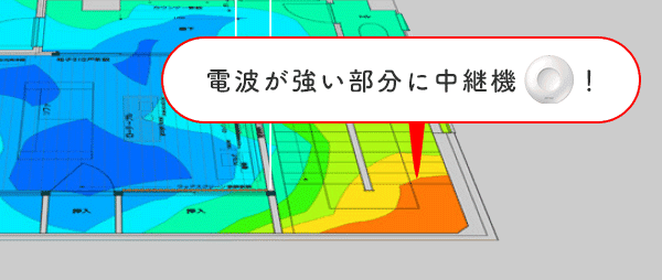 電波が強い部分に中継機！