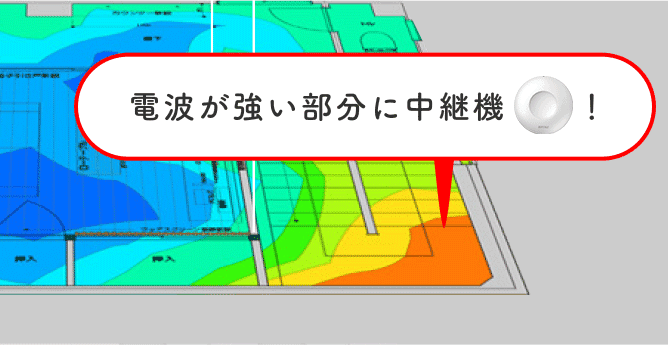 電波が強い部分に中継機！