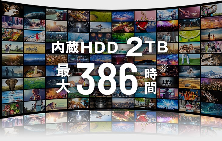 大容量のネットワークレコーダー／内蔵HDD 2TB 最大386時間※