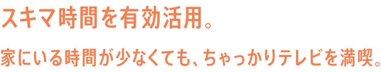 スキマ時間を有効活用。家にいる時間が少なくても、ちゃっかりテレビを満喫。