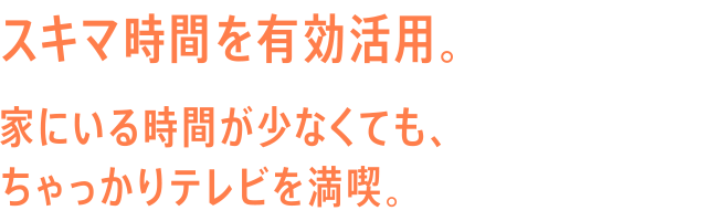 スキマ時間を有効活用。家にいる時間が少なくても、ちゃっかりテレビを満喫。