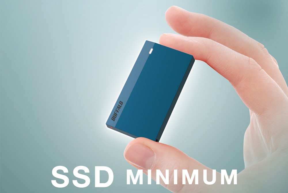 バッファロー外付けSSD史上最小（※1）59.5mm×33mmサイズのUSB 3.2（Gen 