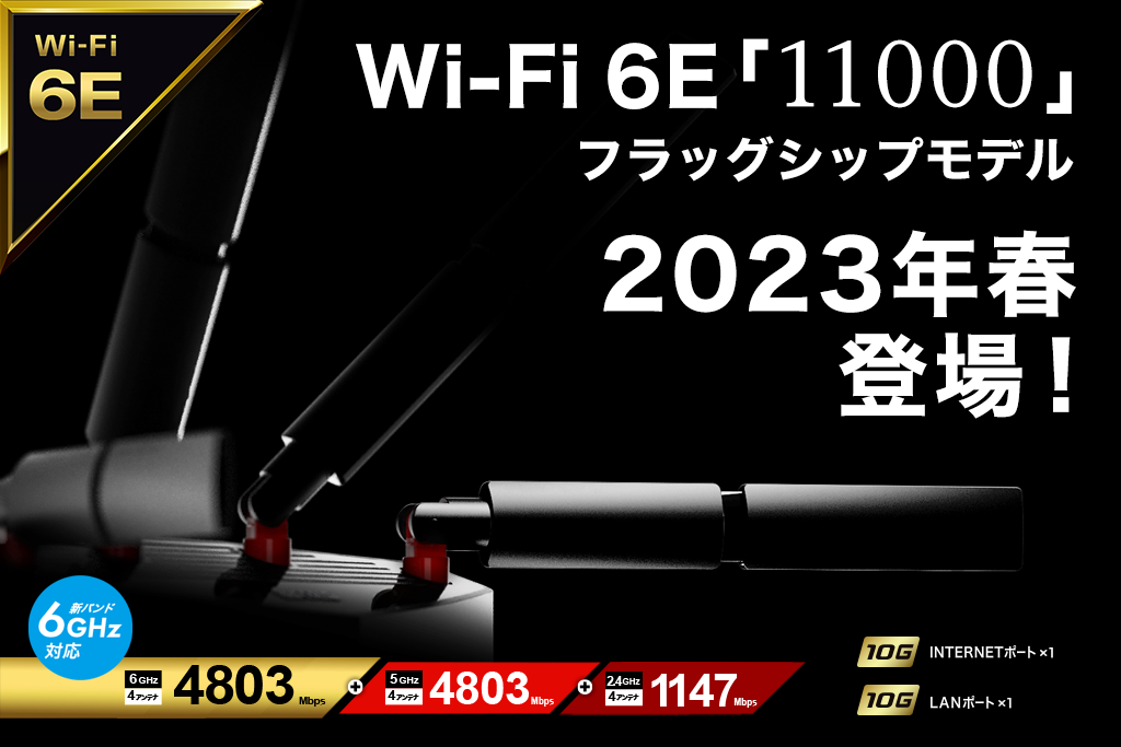 最新規格「Wi-Fi 6E」、12ストリーム対応で独自の外付けアンテナを搭載