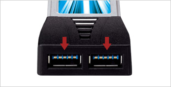 USB3.0端子を2つ搭載し、計2台のUSB3.0機器がつながる。