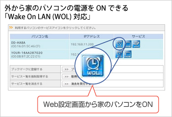 外から家のパソコンの電源をONできる「WakeOn LAN(WOL)対応」 Web設定画面から家のパソコンをON
