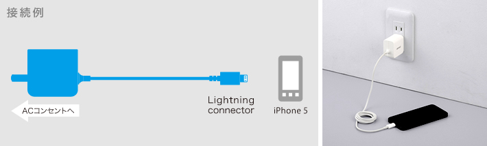 便利な1.0mのLightningケーブル一体型