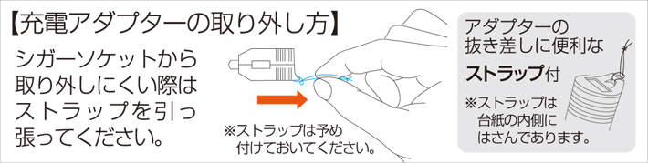 取り外しに便利なストラップホール&ストラップ付