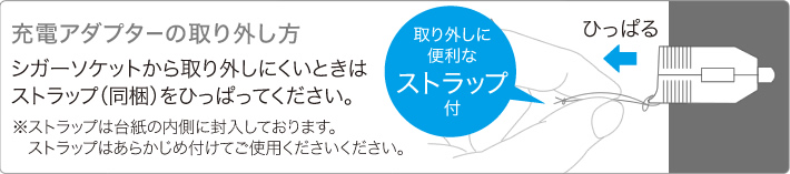 取り外しに便利なストラップホール&ストラップ付