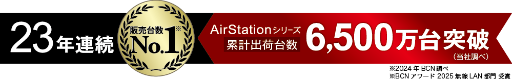 AirStation 累計出荷台数6,500万台突破