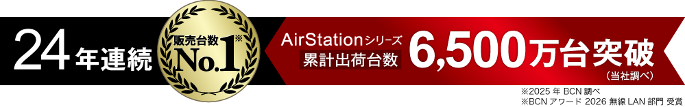 AirStation 累計出荷台数6,500万台突破