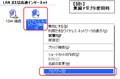 【図1】「無線アダプタ使用時」