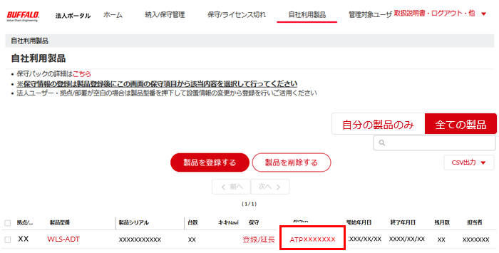 自社利用製品の場合の例
