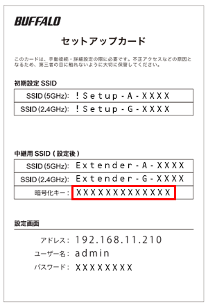 セットアップカード例