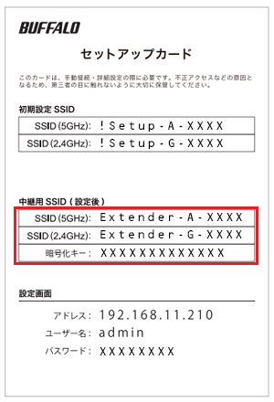 セットアップカード例