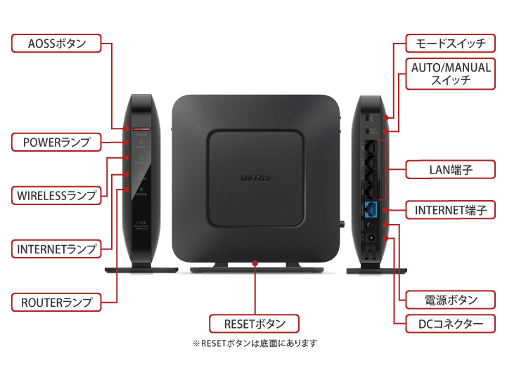 ・スタンド BUFFALO WiFi 無線LAN ルーター WSR-1166DHP2/N 11ac 866+433Mbps 3LDK 2階建向け  【iPhone8/iPhoneX/Echo メーカー動作確認済み】：滋賀の良い物屋 ・スタンド