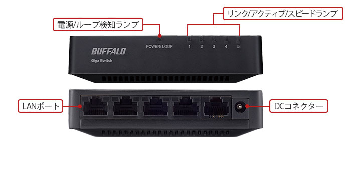 BUFFALO スイッチングハブ LSW4-GT-5EPL/BK