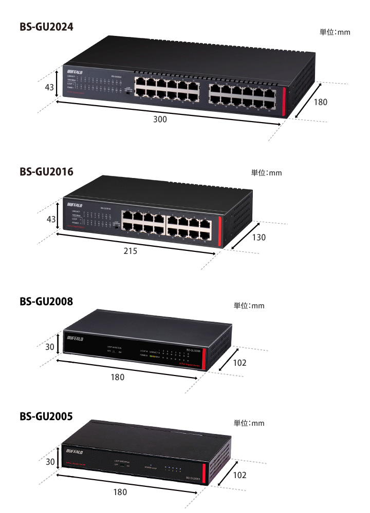 バッファロー　スイッチングハブ BUFFALO BS-GU2016 16ポート