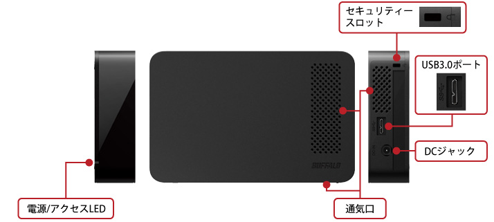 バッファロー 外付けHDD 2TB HD-LC2.0U3-BKF