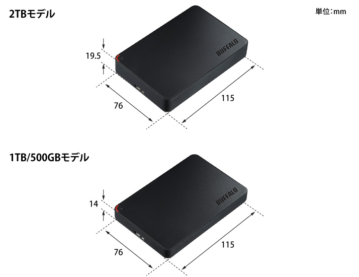 バッファロー HD-NRPCF500-BB USB3.0 ポータブルHDD