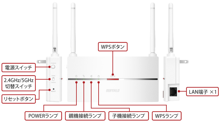 BUFFALO WiFi 無線LAN 中継機 WEX-1166DHP