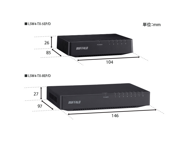 BUFFALO スイチッングハブ LSW4-TX-8EP 新品未開封