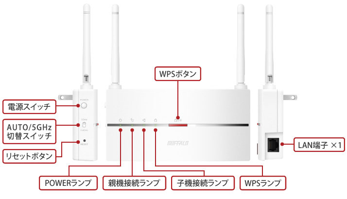 BUFFALO Wi-Fi中継機 WEX-1166DHP2