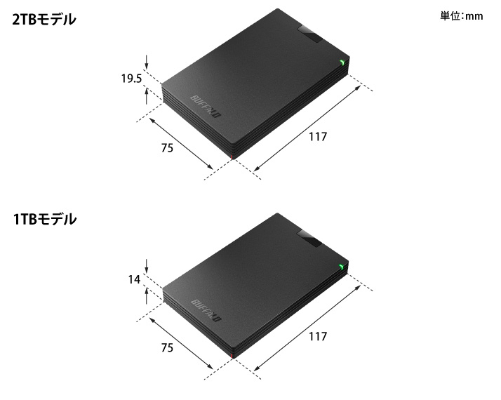 バッファロー外付HDD　BUFFALO HD-PGAC1U3-BA