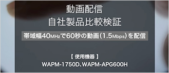 動画配信自社商品比較検証　帯域幅40MHzで60秒の動画(1.5Mbps)を配信