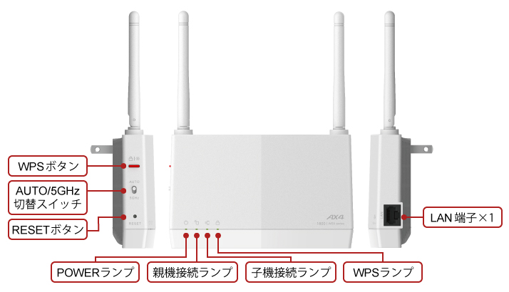 【美品】バッファロー Wi-Fi中継機 WEX-1800AX4/N