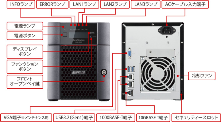 バッファロー ハードウェアRAID Te aStation WSH5420N9シリーズ 4ベイラックマウントNAS40TB Standa d  WSH5420RN40S9 ICカードリーダー・ライター