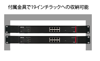 付属金具で19インチラックへの収納可能