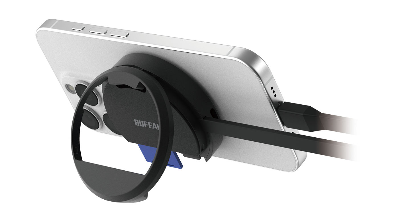 横置きできるスタンド機能付き