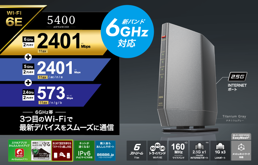 WSR-5400XE6 : Wi-Fiルーター : AirStation | バッファロー
