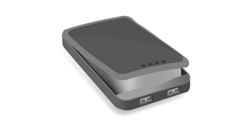 モバイルバッテリーが膨らんでケースが破損しているイメージ