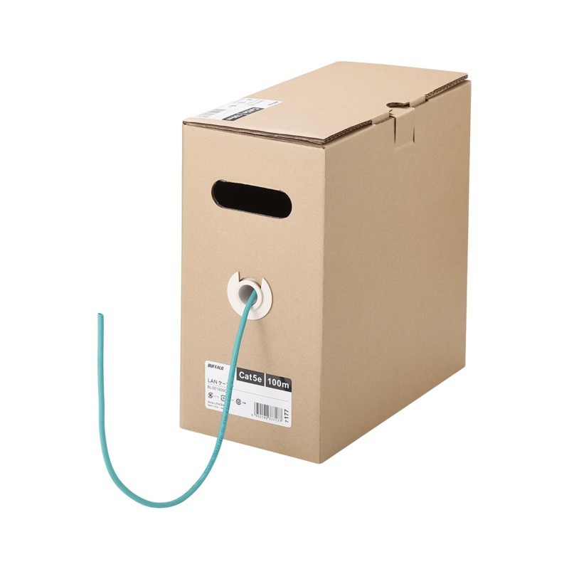 バッファロー Cat5e LANケーブル 100m 単線 グリーン BL5E1000GR 64-9330-67 Cat5e LANケーブル 若草色 1巻（300m入） TPCC5 0.5 MMX 4P JP 【AXEL】 アズワン 
