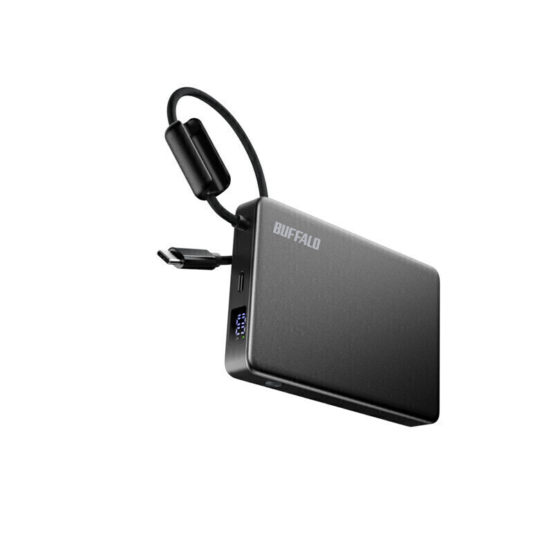 バッファロー 半固体モバイルバッテリー 10000mAh 30W メタリックブラックの商品画像