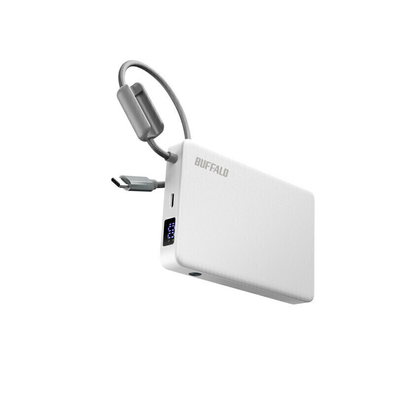 バッファロー 半固体モバイルバッテリー 10000mAh 30W シルキーホワイトの商品画像
