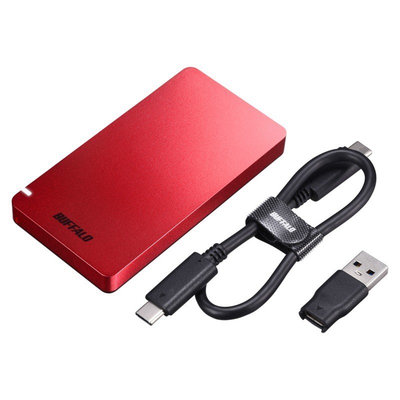 バッファロー SSD-PGM480U3-R USB3.2 Gen2 レッド ポータブルSSD 480GB