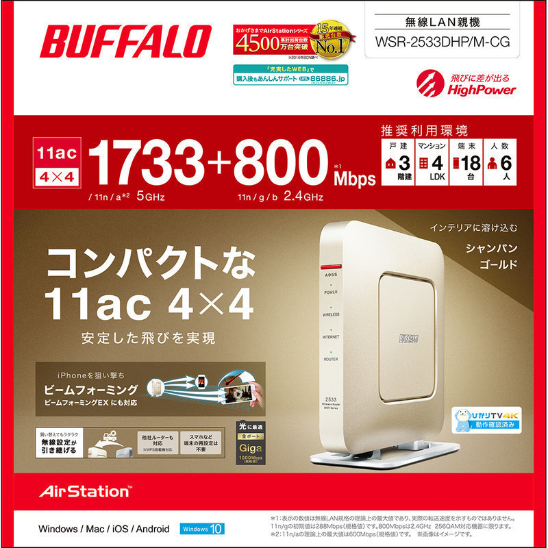 無線LANルーター　Buffalo WSR-2533DHP/M-CG